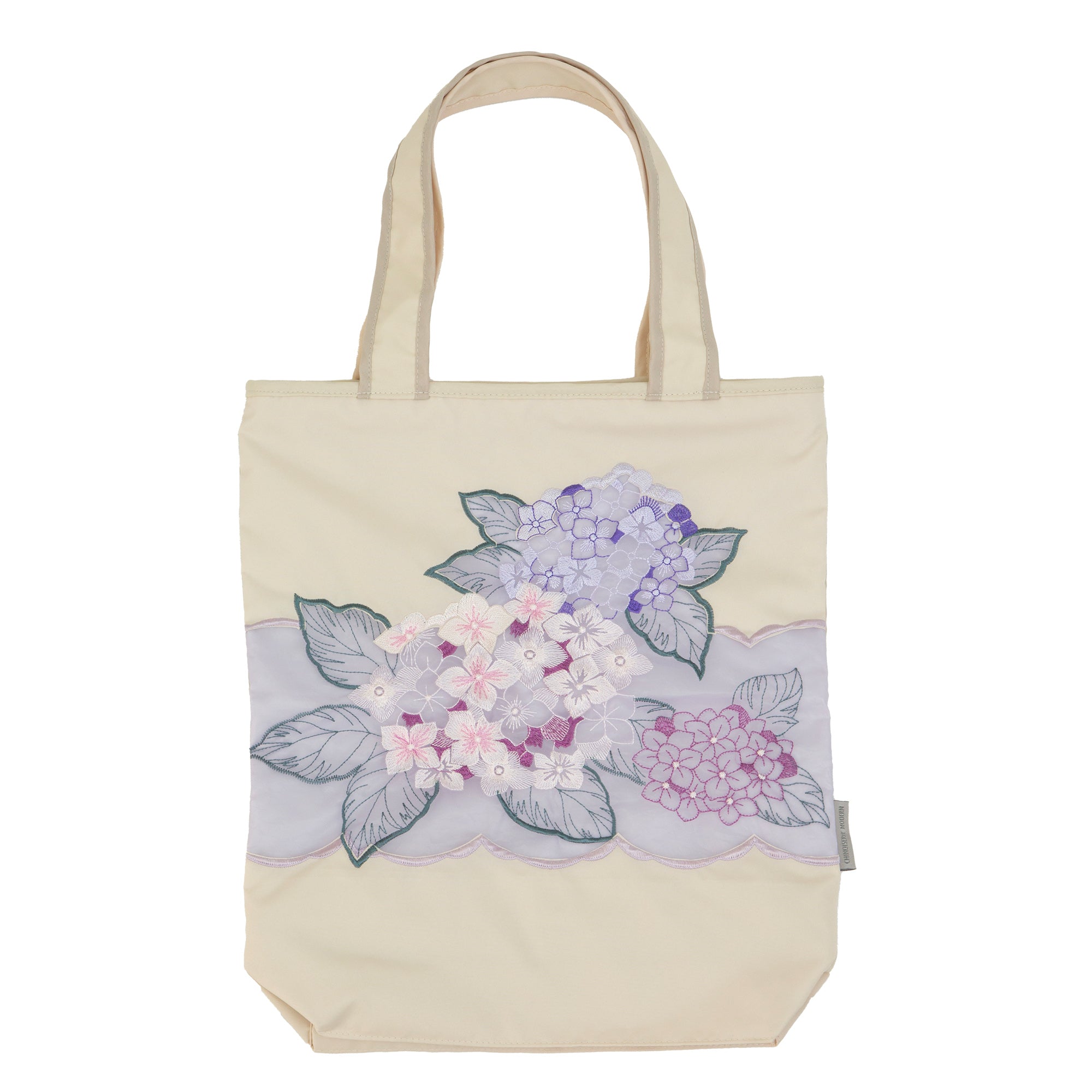 紫陽花オーガンジー刺繍 防水・撥水トートバッグ