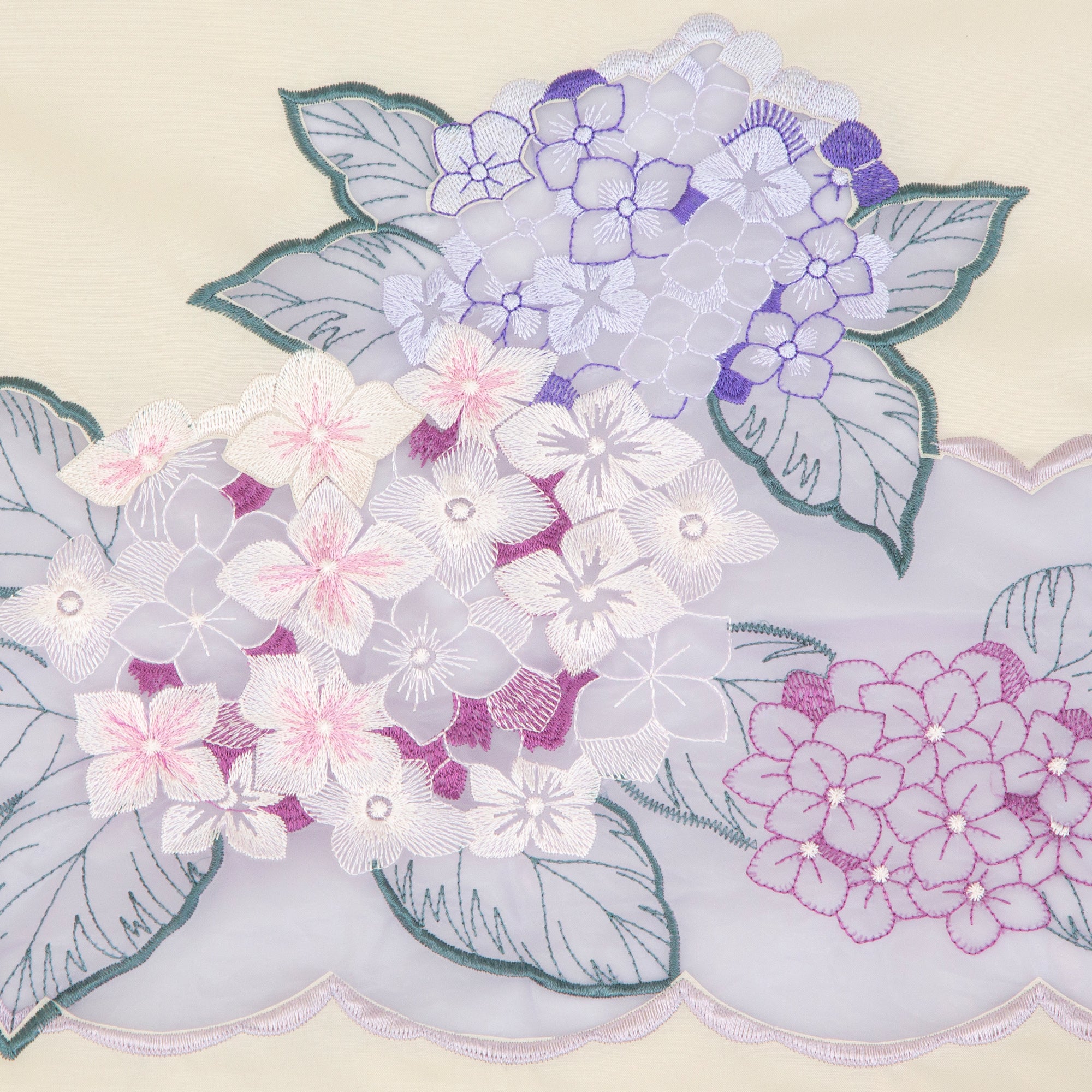 紫陽花オーガンジー刺繍 防水・撥水トートバッグ