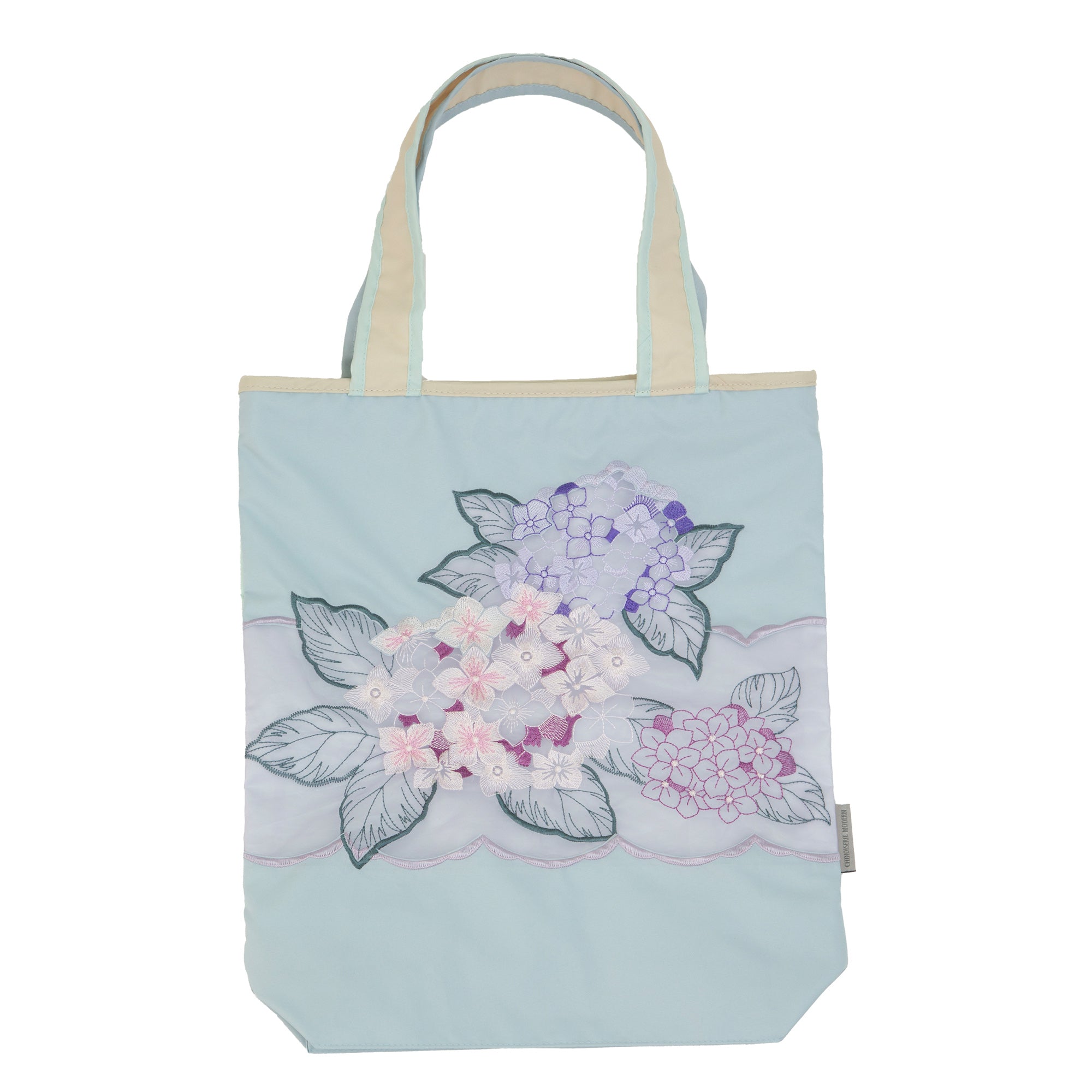 紫陽花オーガンジー刺繍 防水・撥水トートバッグ