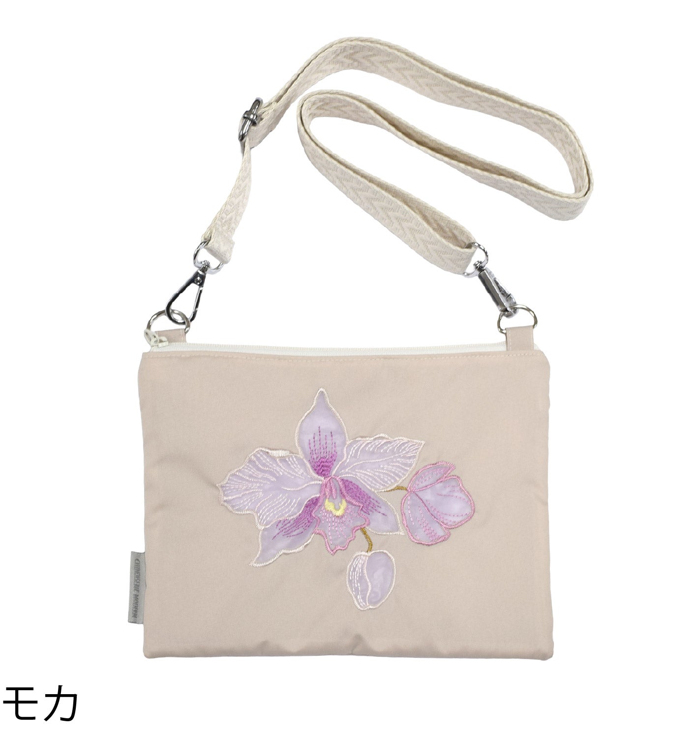 蘭花オーガンジー刺繍 防水・撥水サコッシュ