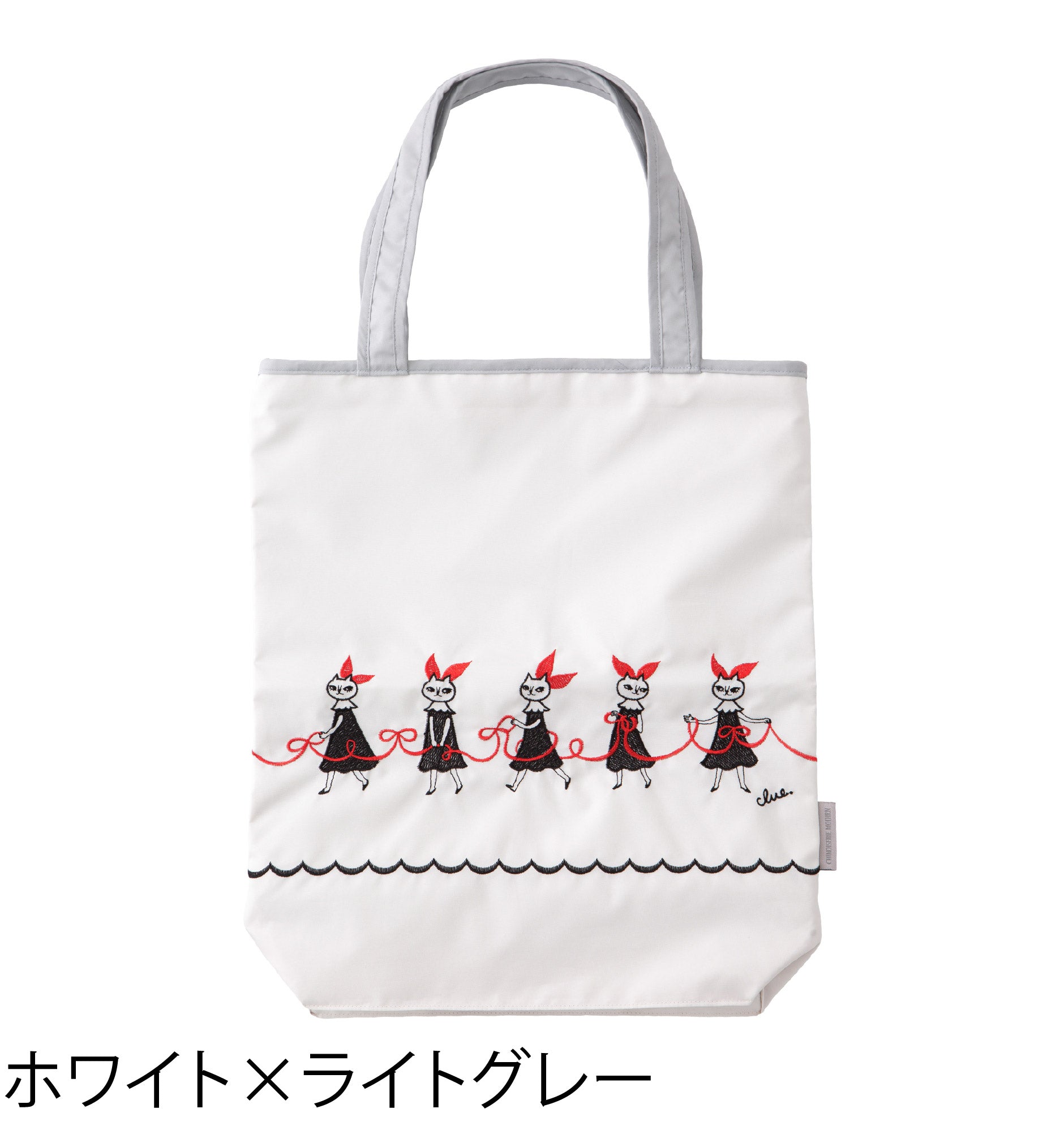 clue.「リボン猫」刺繍 防水・撥水トートバッグ