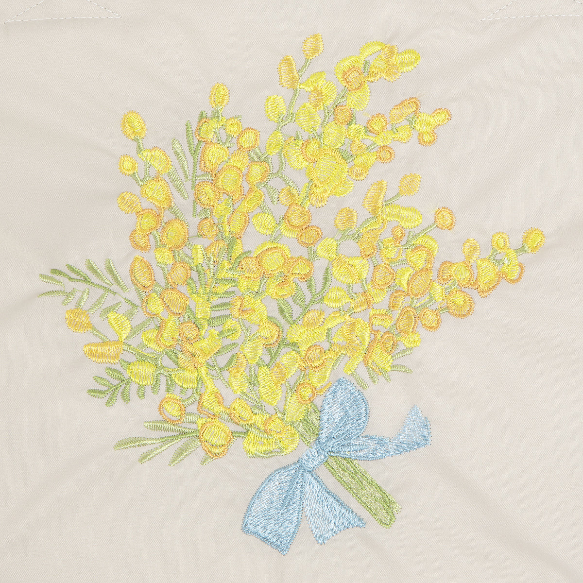 ミモザ刺繍 防水・撥水ショルダートートバッグ