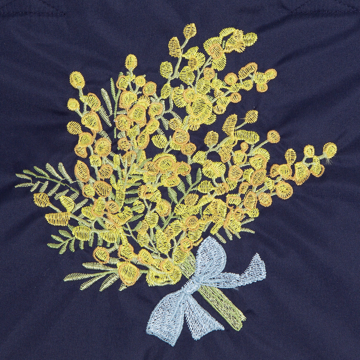 ミモザ刺繍 防水・撥水ショルダートートバッグ